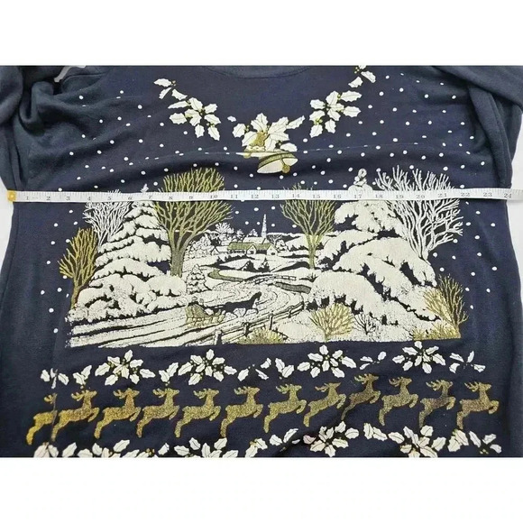 Vtg Turtle Bay Women's Navy Christmas Snow Holiday Crewneck Sweater - Picture 8 of 12